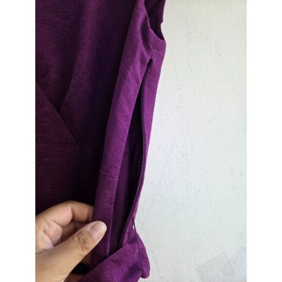 Classiques Entier Wine Purple Silk Linen Tie Waist A-Line Cocktail Dress size 2 - Picture 9 of 10